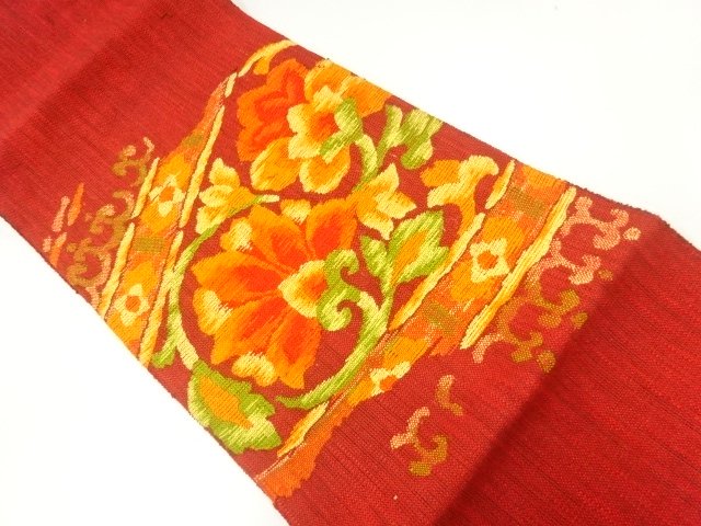 JAPANESE KIMONO / NAGOYA OBI / MAWATA TSUMUGI / ARABESQUE FLOWER 